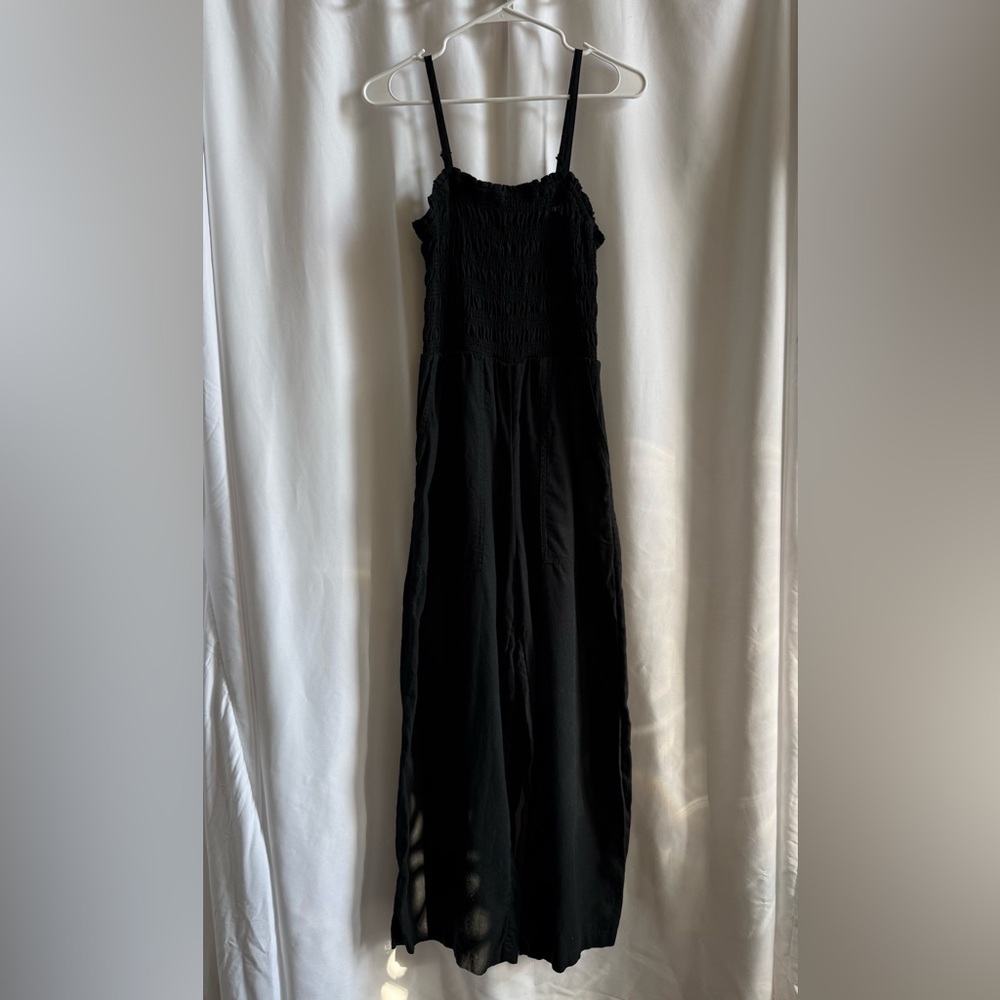 Black Smocked Jumpsuit